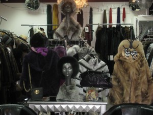 display of fur coats